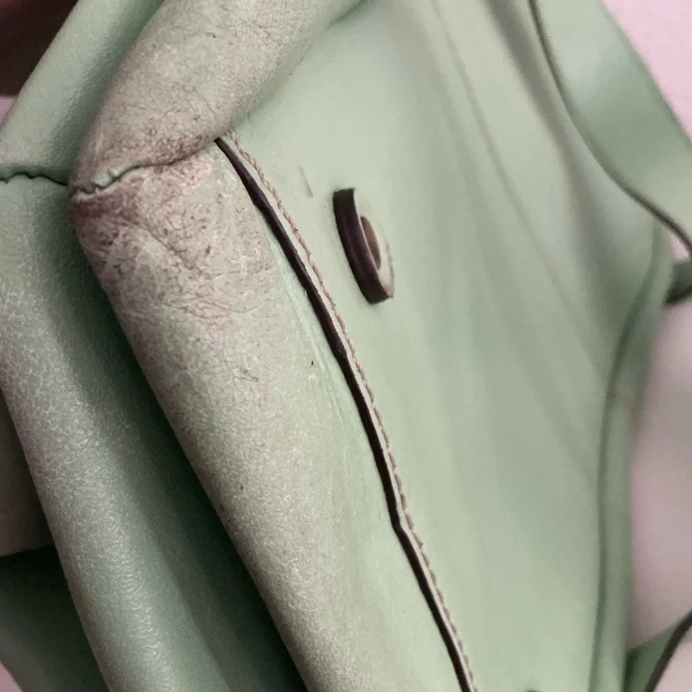 Banana Republic Mint Green Shoulder Bag with Gold Buckles